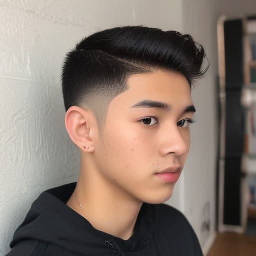 logan a male Asian teenager with a taper fade