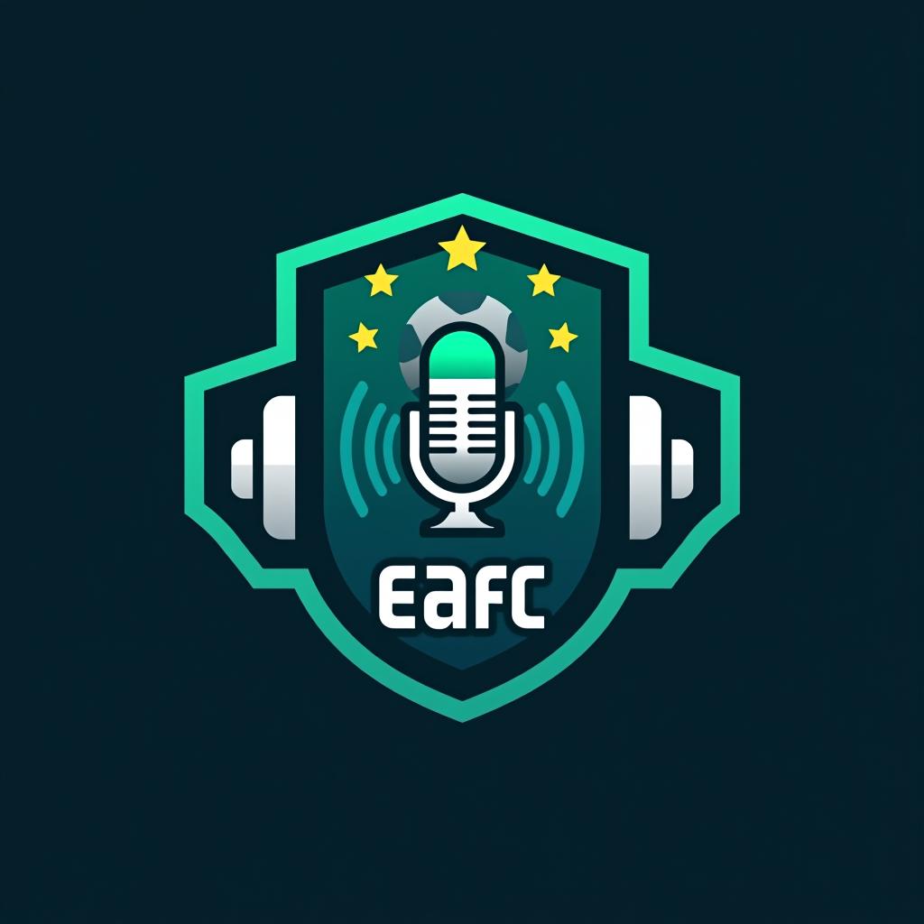  design a logo, "crear un logo que represente nuestra cuenta de youtube enfocada en contenido relacionado con eafc, podcast, reviews del juego y jugadores del mismo. incluir las iniciales de los creadores (j, f y n) de forma creativa. incorporar elementos como un balón de fútbol, un micrófono y estrellas para representar podcast, reviews y calidad respectivamente. utilizar una paleta de colores energética con tonos de verde, azul y blanco, y una tipografía moderna con un ligero toque deportivo. el logo debe transmitir dinamismo, pasión por el fútbol y modernidad. se valora la originalidad y la capacidad de representar claramente nuestra temática de contenido."