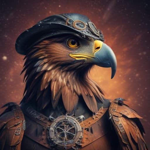 Eagle in Steampunk style with Space background