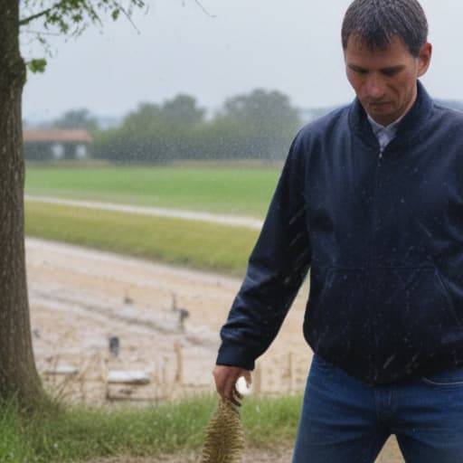 A man crop hailstorm