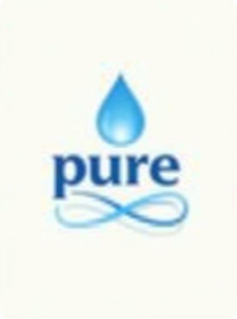  typographic art design a sleek, modern logo for "pure amrit" mineral water brand. incorporate a water droplet symbol with a soft blue and white color scheme to emphasize purity and freshness. the font should be elegant yet readable, with a slight wave pattern below the text to represent flowing water., stylized, intricate, detailed, artistic, text based