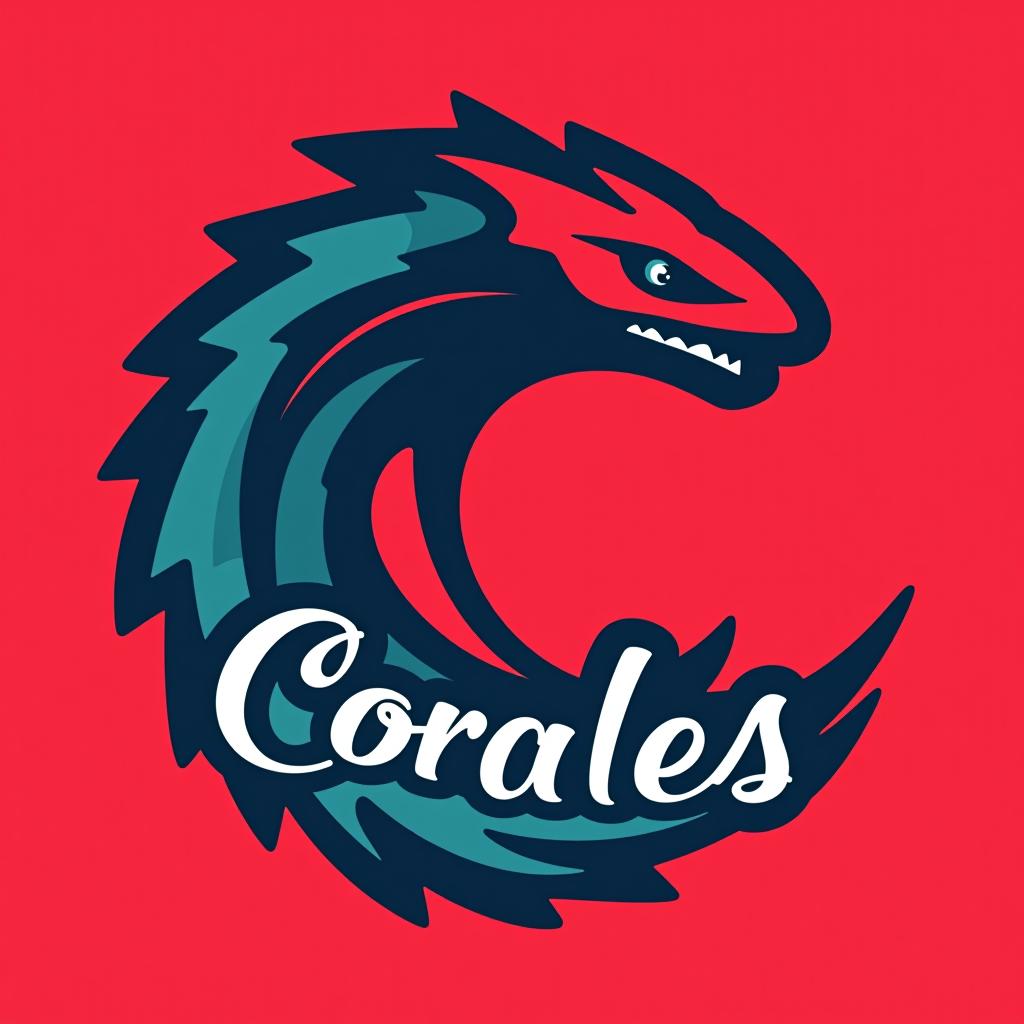  design a logo, equipo de fútbol corales con mucho rosado y que sea de mar, with the text 'c'.