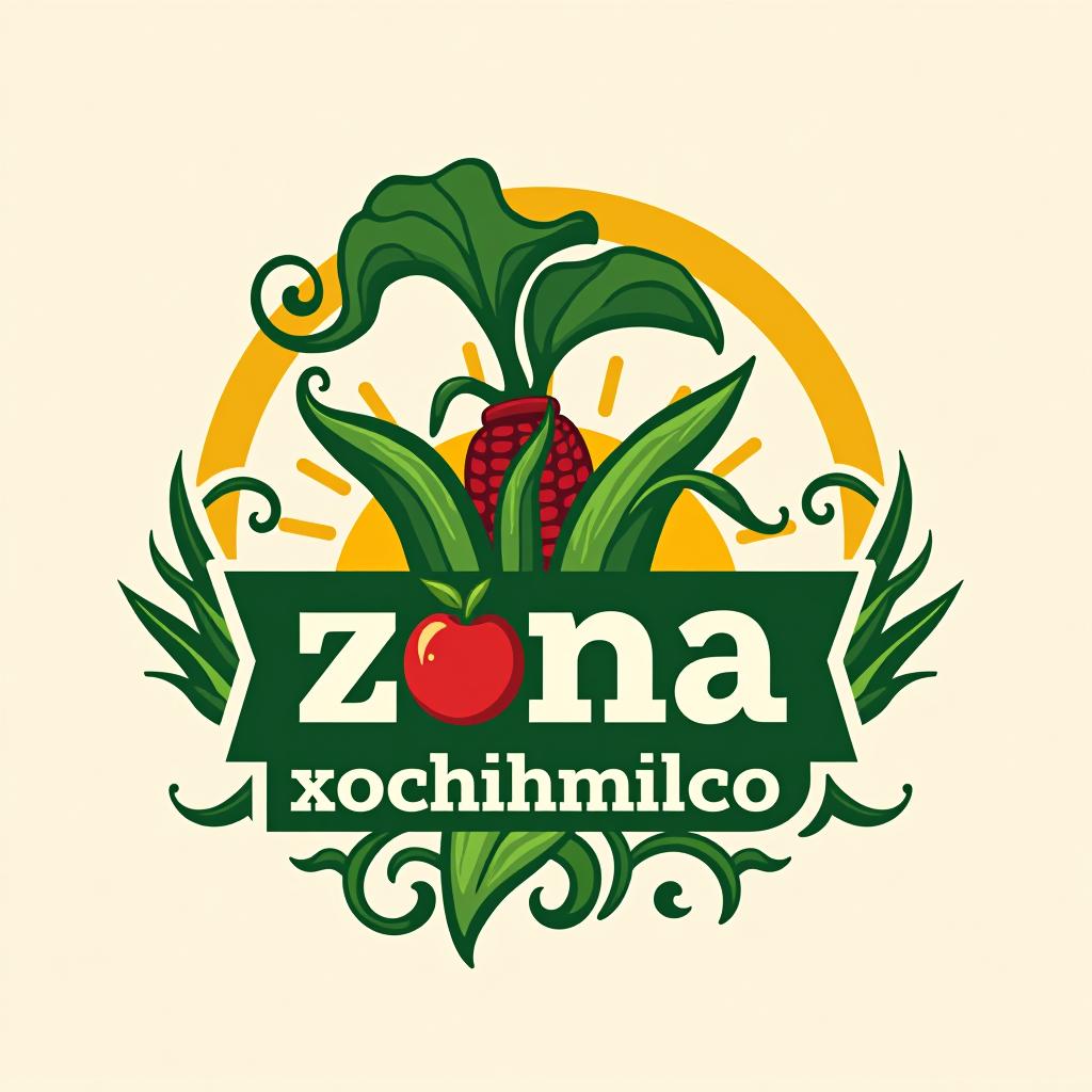  design a logo, ajolote y maiz , with the text 'zona xochimilco'.