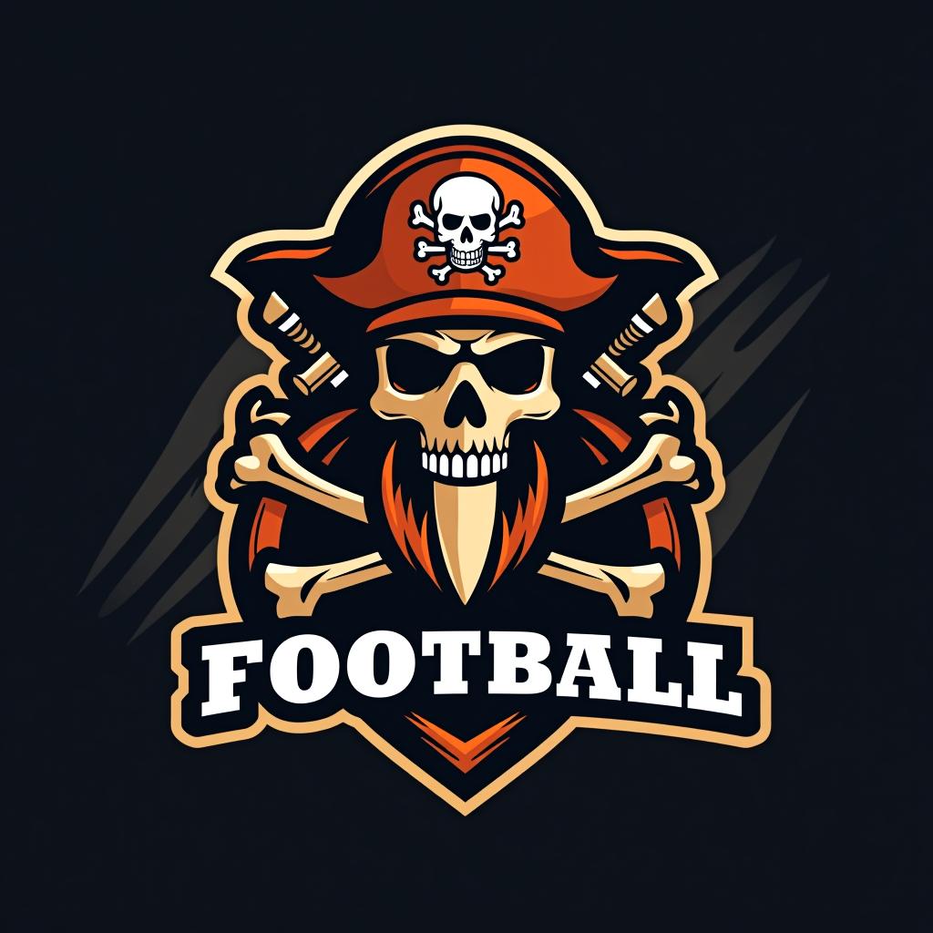  design a logo, hey ai can you create a logo for my football team my name the golden pirate, with the text 'football '.