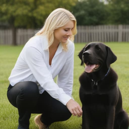 Blonde hair man with dark hair lady with their golden lab dog and their black lab