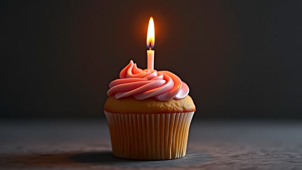  a cupcake with a lit candle