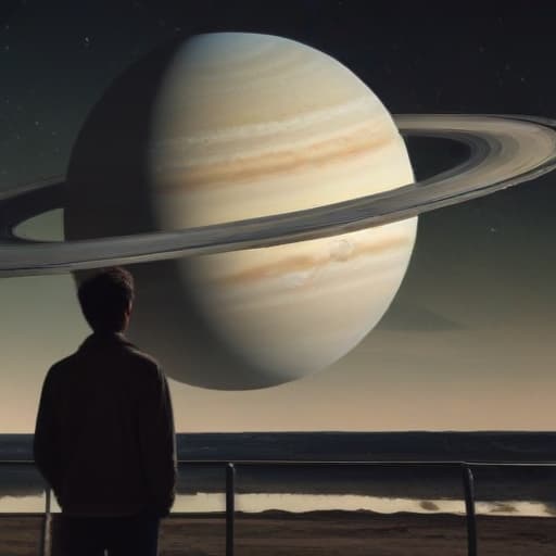 person staring at saturn