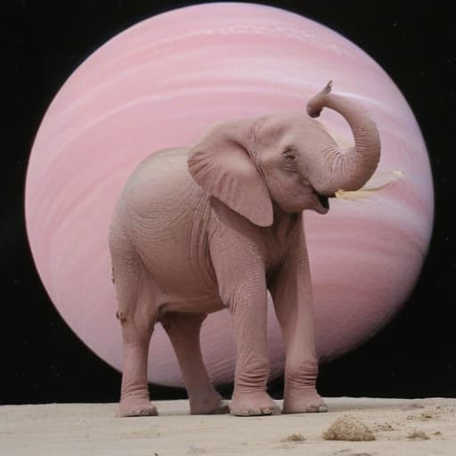 rosa farbene Elefant welcher auf dem Saturn lebt