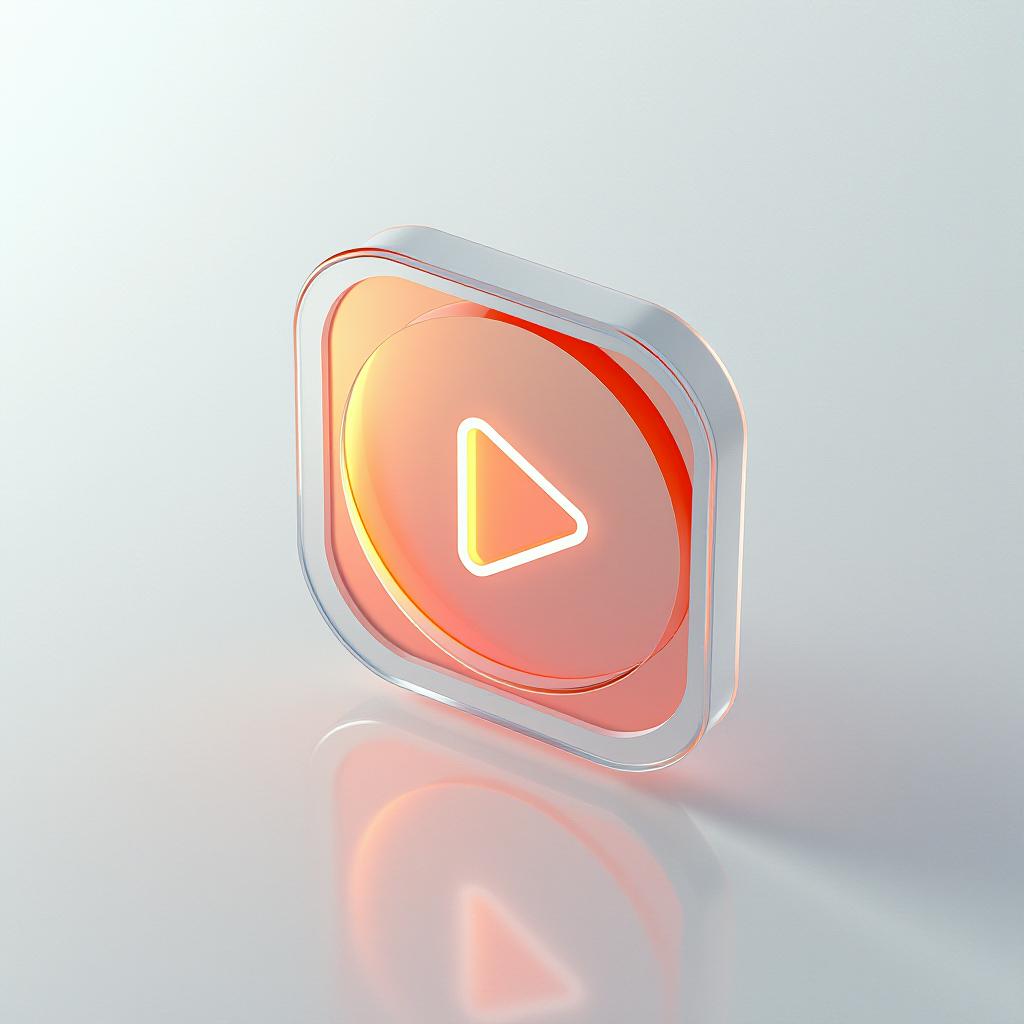  [shooting small videos] icon, peach gradient, white background, frosted glass, transparent sense of science and technology, ultra minimalist appearance, bright color, studio lighting, peach and white background, industrial design, a wealth of details, ultra high definition, dribble, pinterest, ray tracing, isometric view, blender, c4d, oc renderer seed 3062166470 v 6.0 style raw