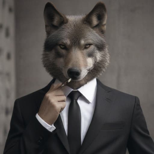 wolf in suit smoking