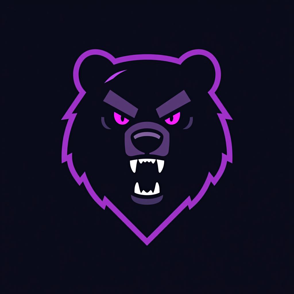  design a logo, esports logo, angry bear, black and purple color