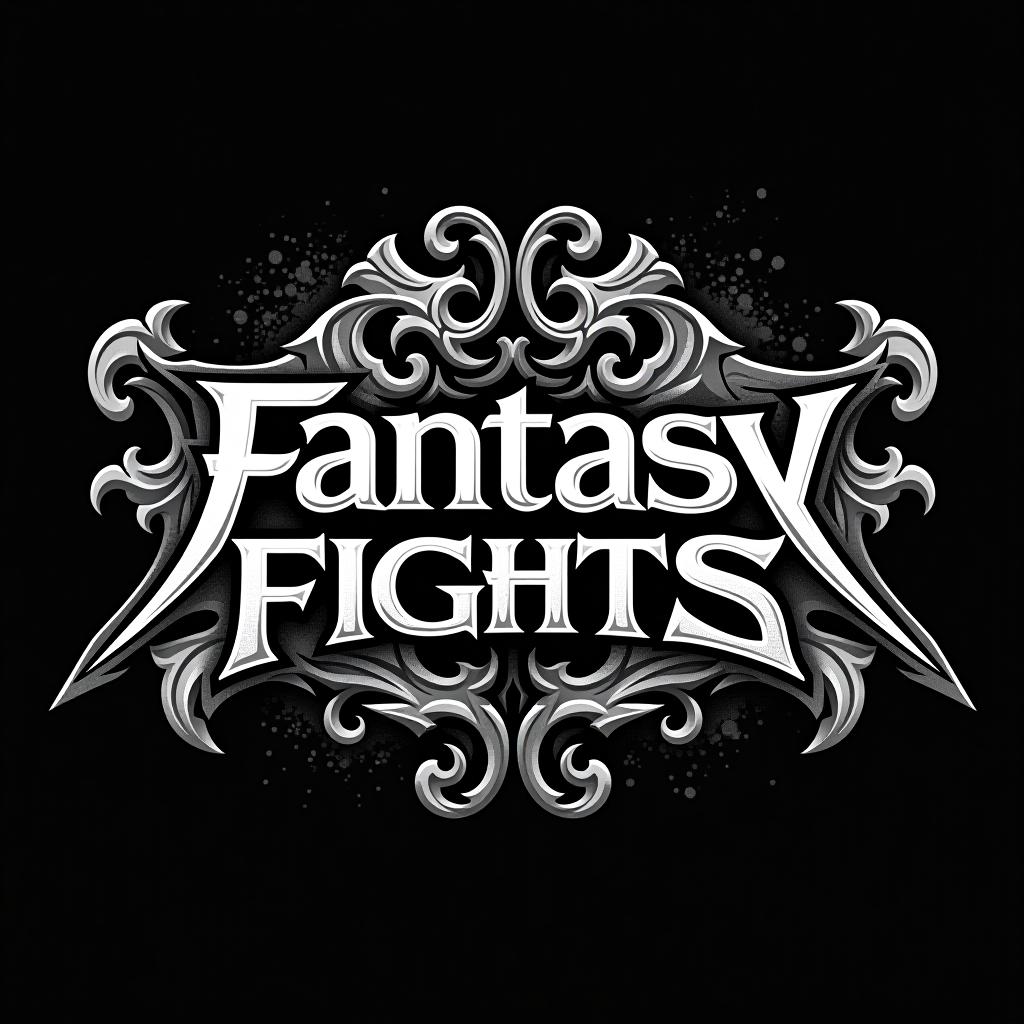  fantasy fights name, (logo:1.15), black and white, hq, hightly detailed, 4k