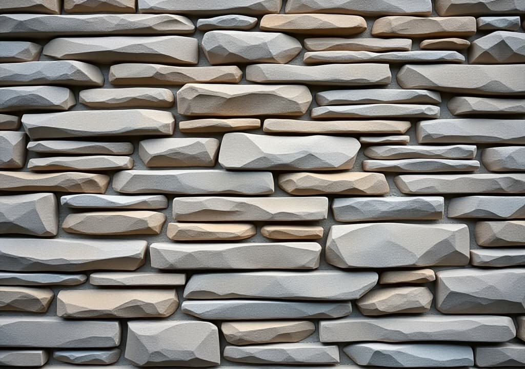  masonry wall of stones with irregular pattern texture background