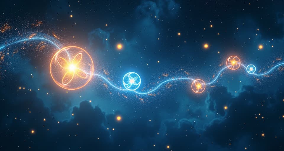  a magical chain reaction depicted with glowing orbs and sparkling trails, spiraling uncontrollably through a starry night.. the style is digital art illustration,highly detailed, whimsical,magical, dreamlike atmosphere, realism and fantasy blend, smooth, glossy textures,luminous quality, wonder and enchantment.