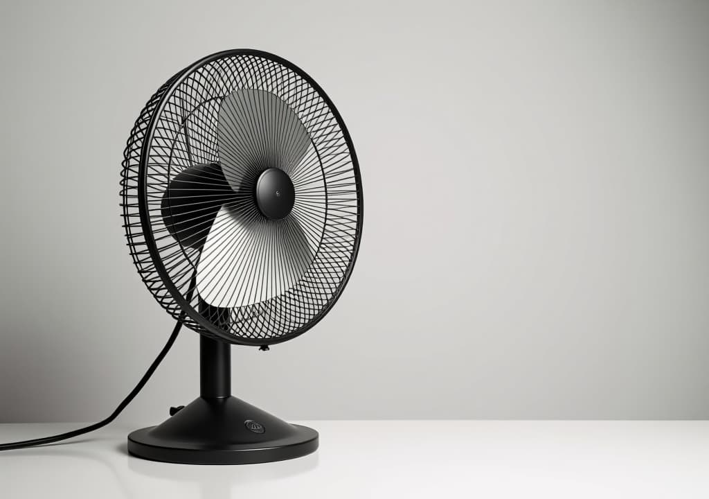  studio lit table fan on white background.