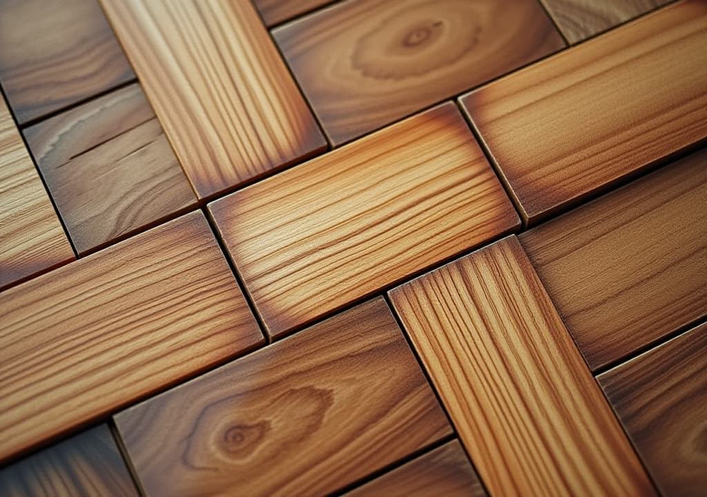  a detailed close up of wooden blocks arranged in a geometric pattern, showcasing the natural texture and grain of the wood in warm, earthy tones.