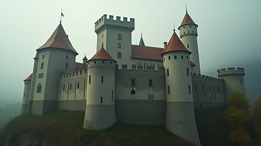  images about historical curiosities, a beautiful depiction of iconic templar architectural structures like castles and fortresses across europe. hyperrealistic, full body, detailed clothing, highly detailed, cinematic lighting, stunningly beautiful, intricate, sharp focus, f/1. 8, 85mm, (centered image composition), (professionally color graded), ((bright soft diffused light)), volumetric fog, trending on instagram, trending on tumblr, HDR 4K, 8K