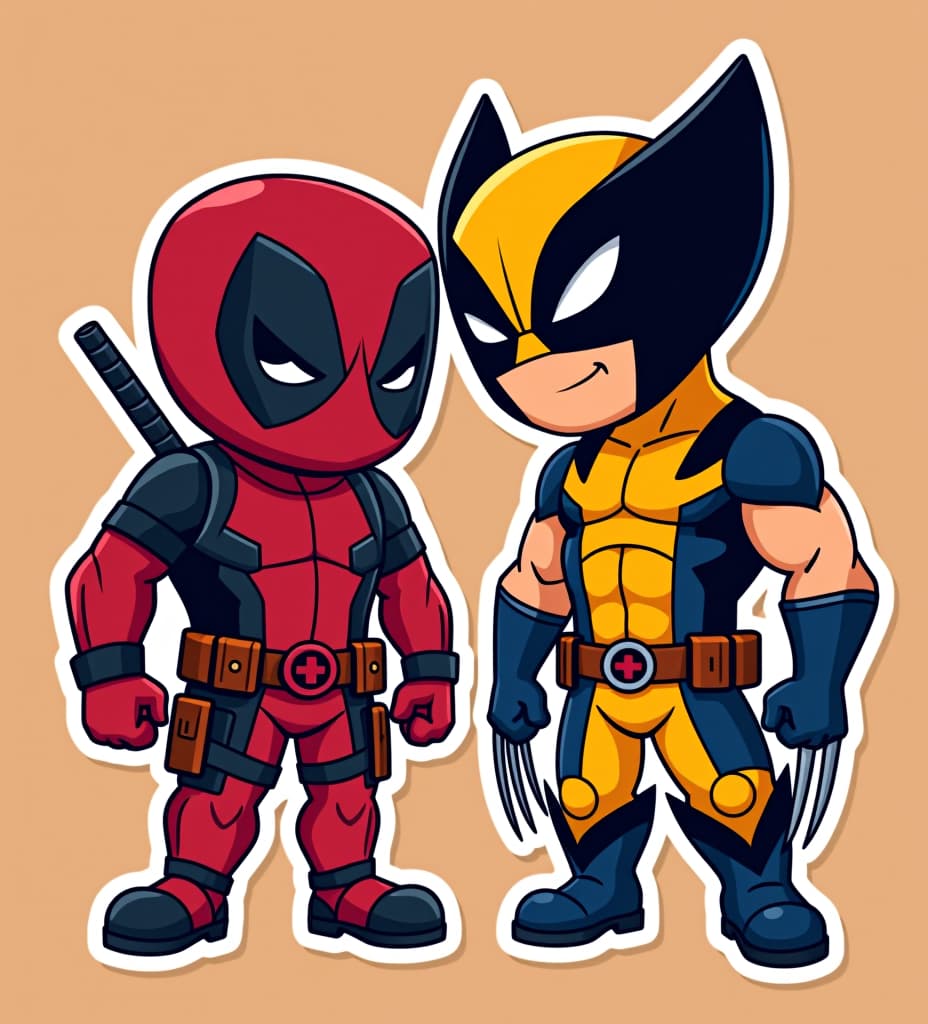  deadpool and wolverine sticker art cartoon