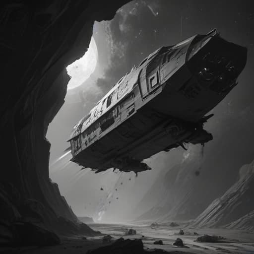 Space , sketch, concept art, pencil drawing, artstation, dynamic, noir, big strokes, high quality