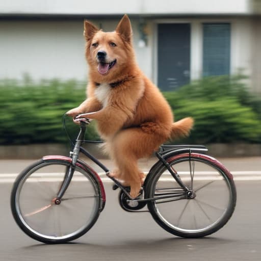 A dog on a bike