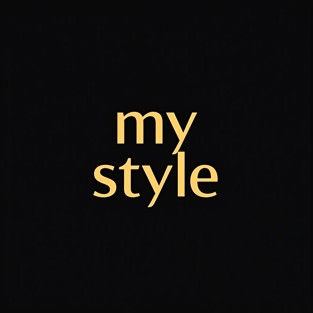  design a logo, black background and golden letters, square form, with the text 'my style'.