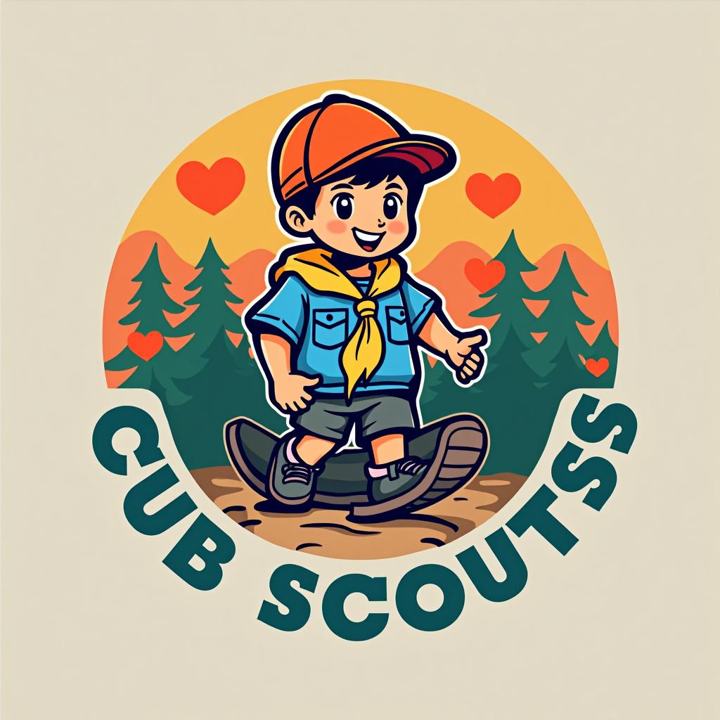  design a logo, , with the text 'cub scouts ⚜️'.