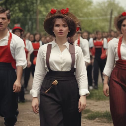 May Day men and women in Cinematic style