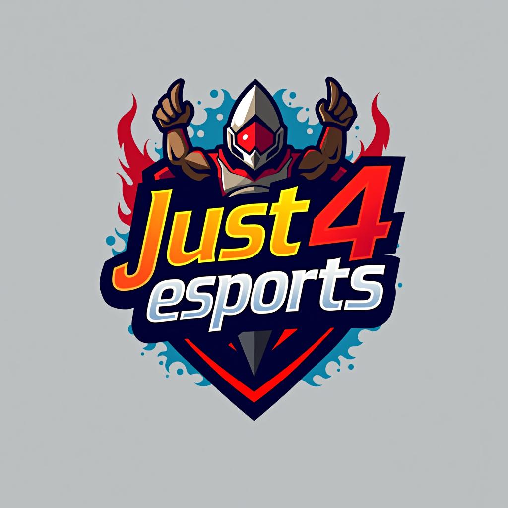  design a logo, un logo que se base en el título muy llamativo , with the text 'just4 esports'.