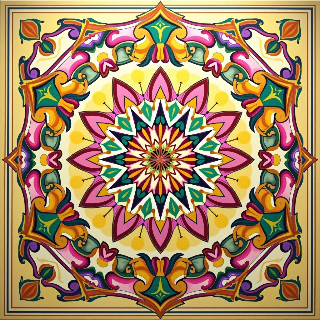  art deco style (oil painting: 1.4) kaleidoscope, light background, multicolored, saturated, elegant, sparkling, complex intricate patterns, yellow, pink, light green, purple colors . geometric shapes, bold colors, luxurious, elegant, decorative, symmetrical, ornate, detailed hyperrealistic, full body, detailed clothing, highly detailed, cinematic lighting, stunningly beautiful, intricate, sharp focus, f/1. 8, 85mm, (centered image composition), (professionally color graded), ((bright soft diffused light)), volumetric fog, trending on instagram, trending on tumblr, HDR 4K, 8K