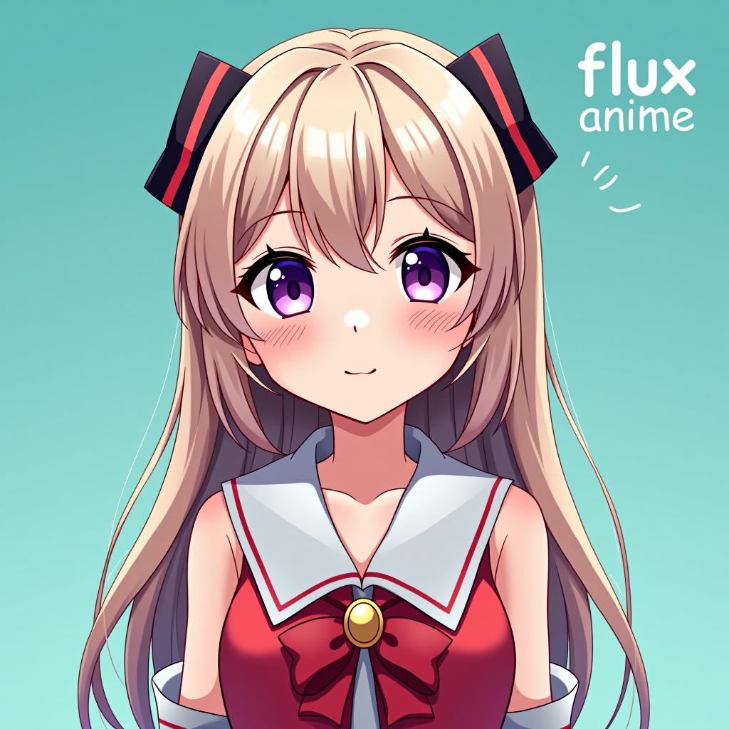  anime, anime sytle, anime image, cartoon, real cartoon, real anime, logo of text "flux anime"