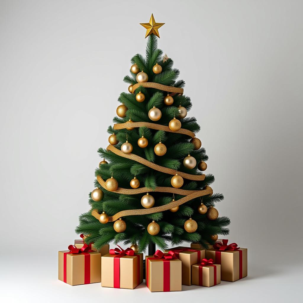  christmas tree with decorations. copy space