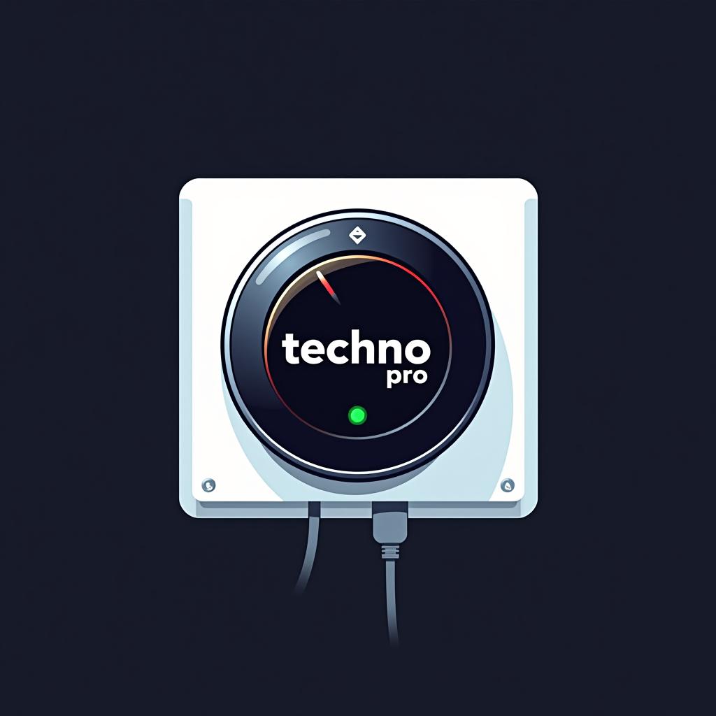  design a logo, in a threedrender style. dessin d’un logement thermostat connecté , with the text 'techno pro services '.