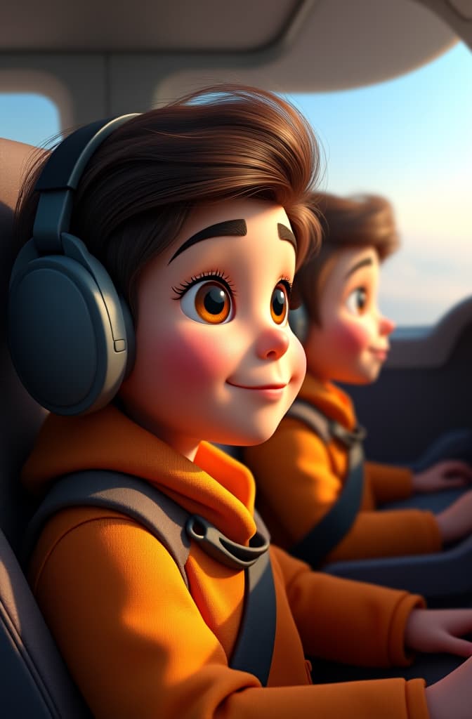  una imagen que se vean varias personas dentro de un simulador de vuelo, aprendiendo a pilotar un avión, disney pixar poster, pixar movie style, animated disney cartoon face, disney face, portrait, cute face, round face, cartoon character, disney character, disney animated movies, disney pixar hyperrealistic, full body, detailed clothing, highly detailed, cinematic lighting, stunningly beautiful, intricate, sharp focus, f/1. 8, 85mm, (centered image composition), (professionally color graded), ((bright soft diffused light)), volumetric fog, trending on instagram, trending on tumblr, HDR 4K, 8K