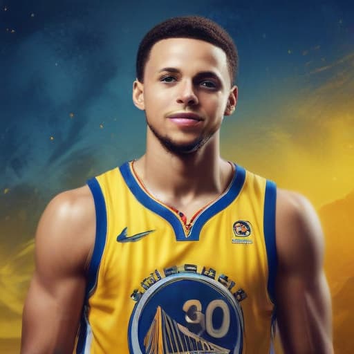 stephen curry in 油画 style with 渐变 background