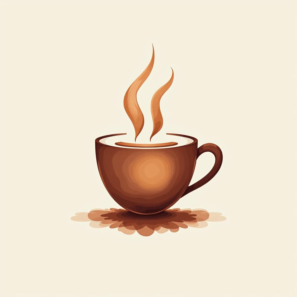  design a logo, watercolor style, logo of a coffee cup, brown gradient colors, white background