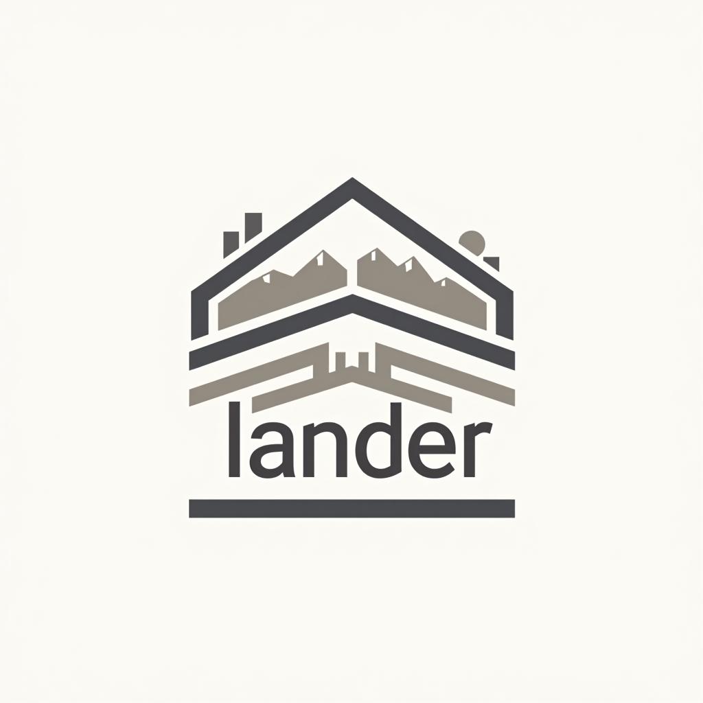  design a logo, minimal line logo in the theme of real estate, with the text ‘lander’