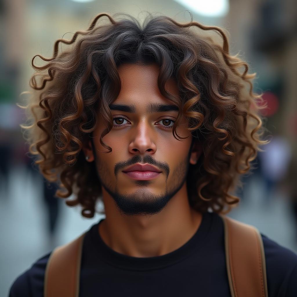  make an image of a man with curly hair making dua