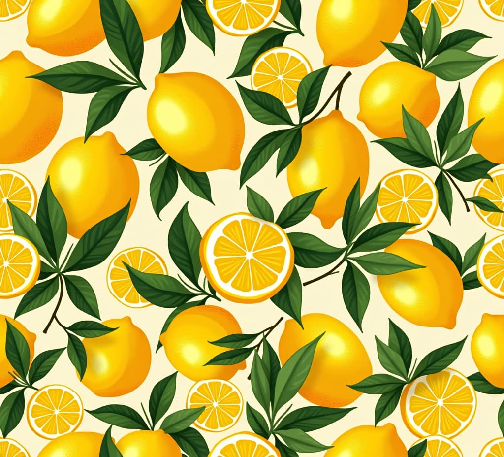  summer yellow lemon seamless pattern background design