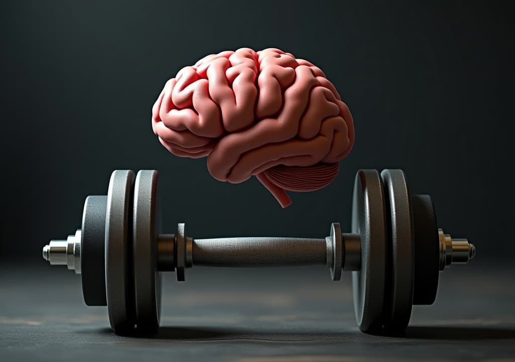  a brain is on top of a dumbbell