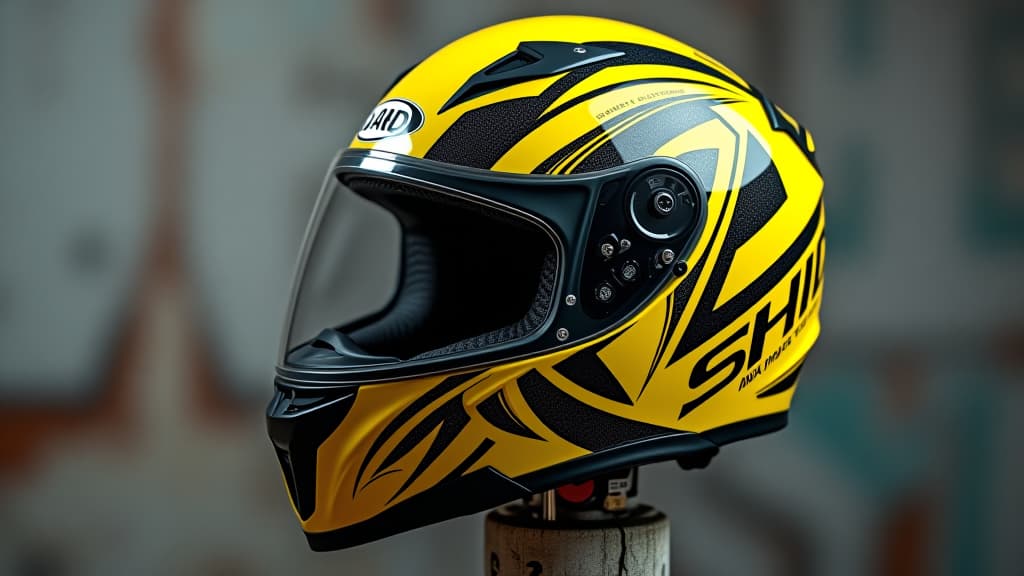  a yellow and black motorcycle helmet