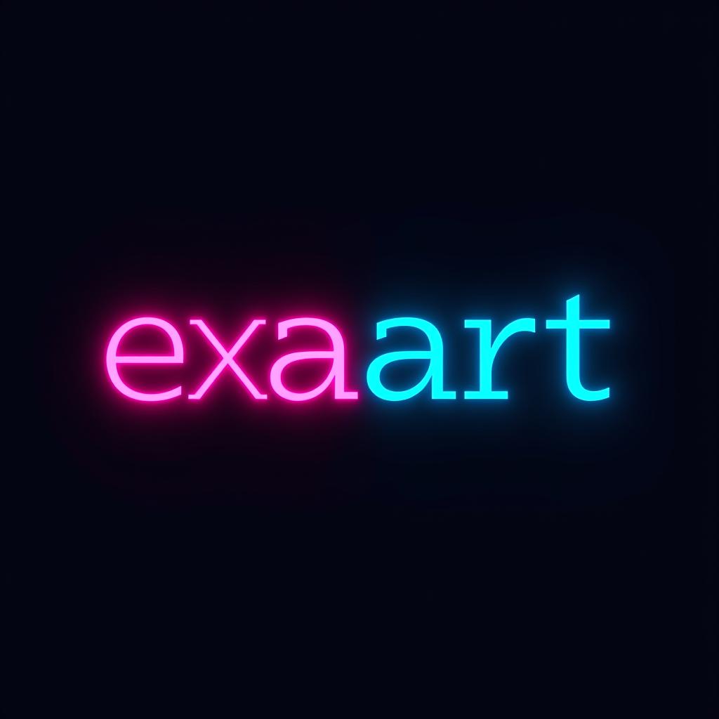  logo of exaedge with neon light, highlight text: "exaart" in the logo, company about aihyper detail, intricate details, sharp focus, high resolution, 8k, ultra detailed, vib