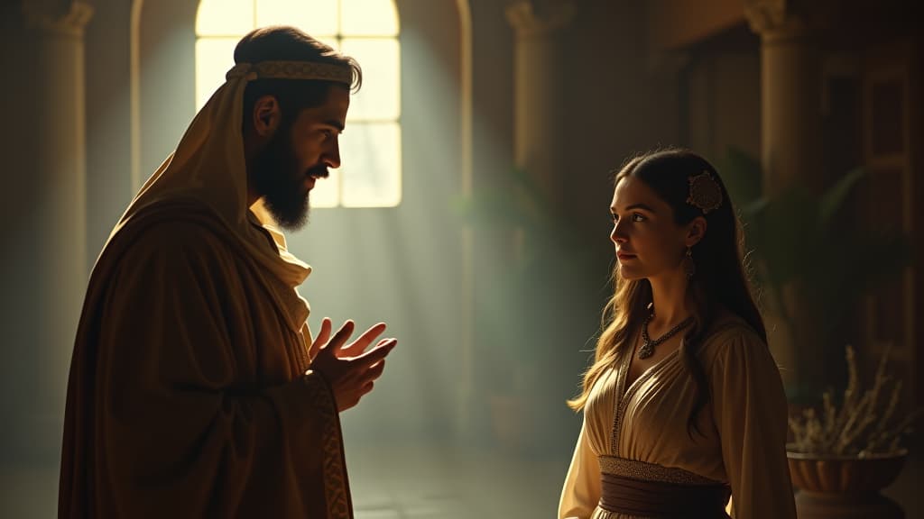  history of biblical times, the servant observing rebecca with awe as she fulfills his prayer, her generosity marking her as the chosen one. hyperrealistic, full body, detailed clothing, highly detailed, cinematic lighting, stunningly beautiful, intricate, sharp focus, f/1. 8, 85mm, (centered image composition), (professionally color graded), ((bright soft diffused light)), volumetric fog, trending on instagram, trending on tumblr, HDR 4K, 8K