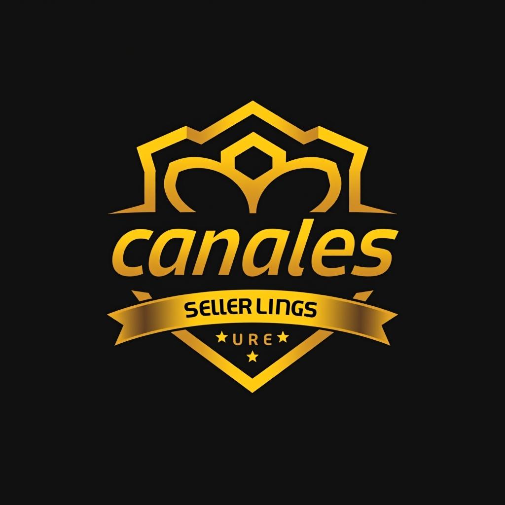  design a logo, esports logo, selling theme, with text ‘canales’, black and yellow color, with the text 'canales trends'.