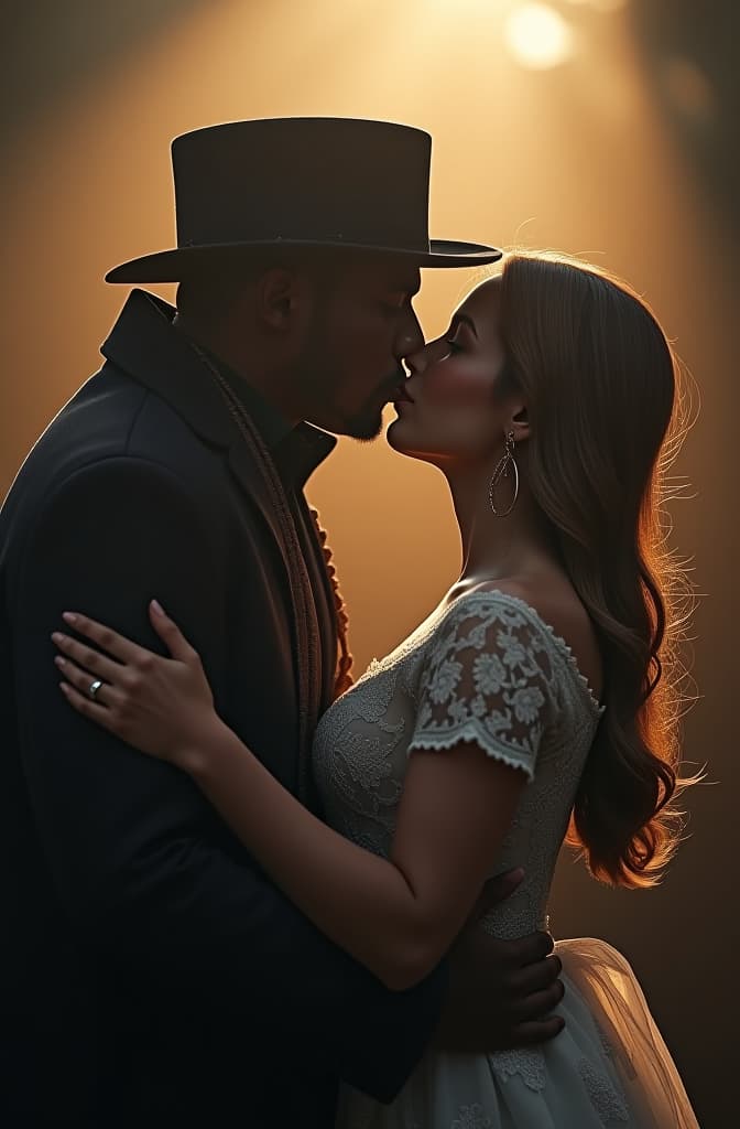  kiss hyperrealistic, full body, detailed clothing, highly detailed, cinematic lighting, stunningly beautiful, intricate, sharp focus, f/1. 8, 85mm, (centered image composition), (professionally color graded), ((bright soft diffused light)), volumetric fog, trending on instagram, trending on tumblr, HDR 4K, 8K