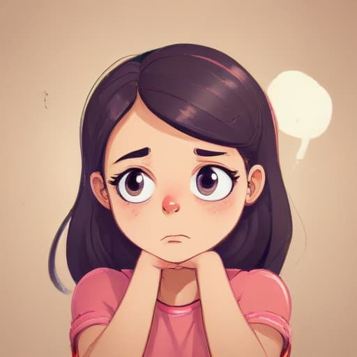 Girl thinking in Cartoon style