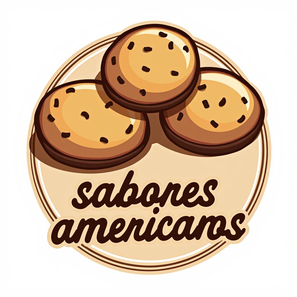  design a logo, debe tener galletas , with the text 'sabores americanos'.