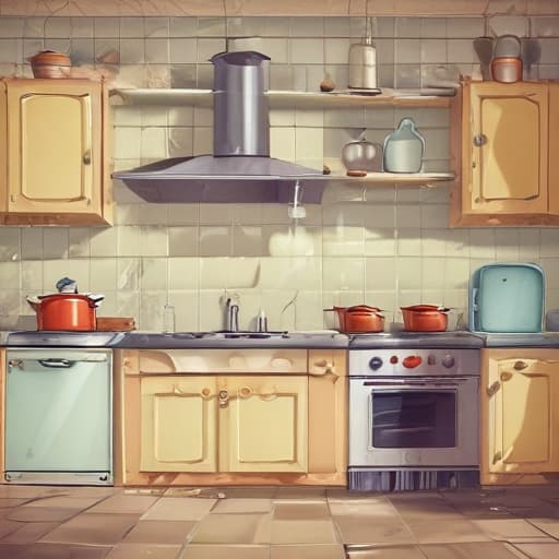 Dirty kitchen in Cartoon style