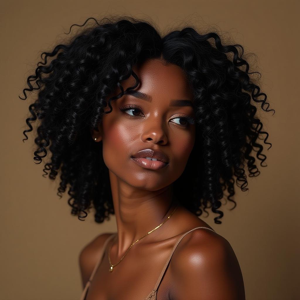  beautiful black woman with curly hair,masterpiece, best quality