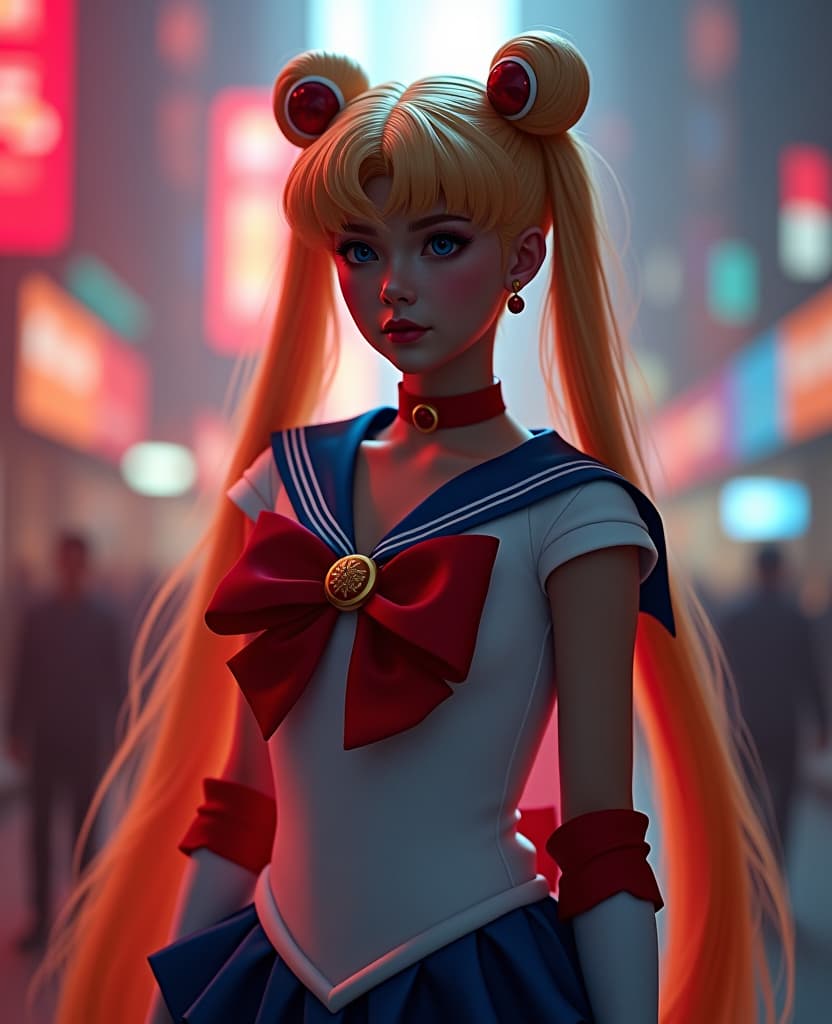  sailor moon is a negligent negligent, sexually retractive, full height, like a bonnet hyperrealistic, full body, detailed clothing, highly detailed, cinematic lighting, stunningly beautiful, intricate, sharp focus, f/1. 8, 85mm, (centered image composition), (professionally color graded), ((bright soft diffused light)), volumetric fog, trending on instagram, trending on tumblr, HDR 4K, 8K