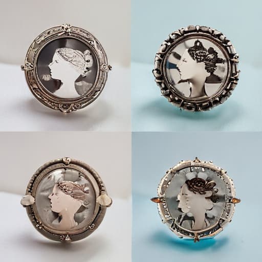 A brooch with a small mirror that reflects different images, such as one person transforming into another or subtle changes in appearance, representing self-discovery and personal transformation.